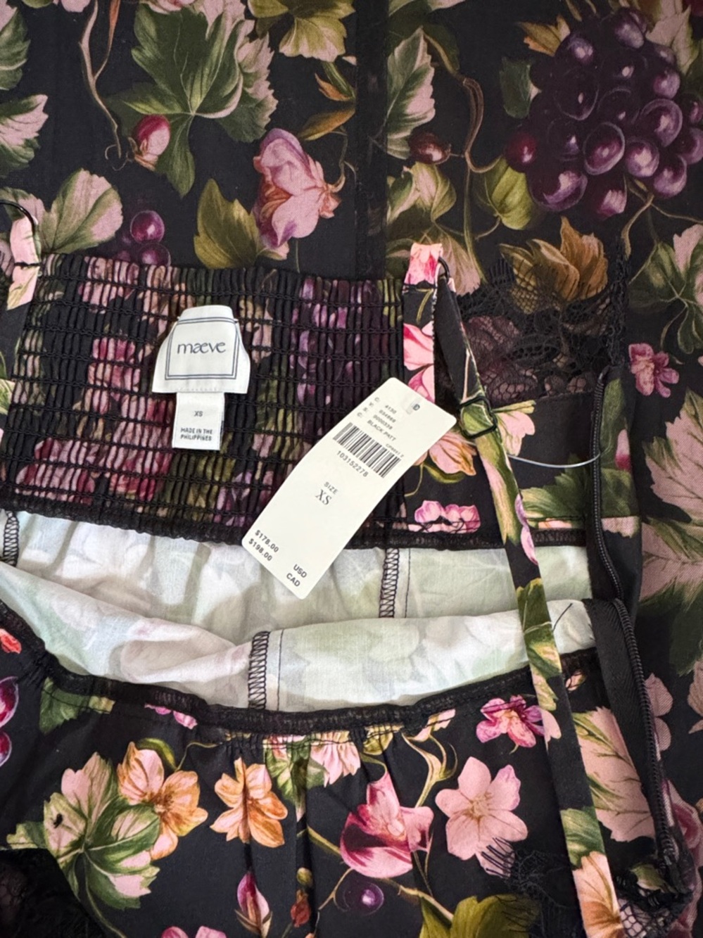 NWT Size XS - Anthropologie Black Floral Fruit Lace/Mesh Dress (NWT US$ 178) - Picture 11 of 16